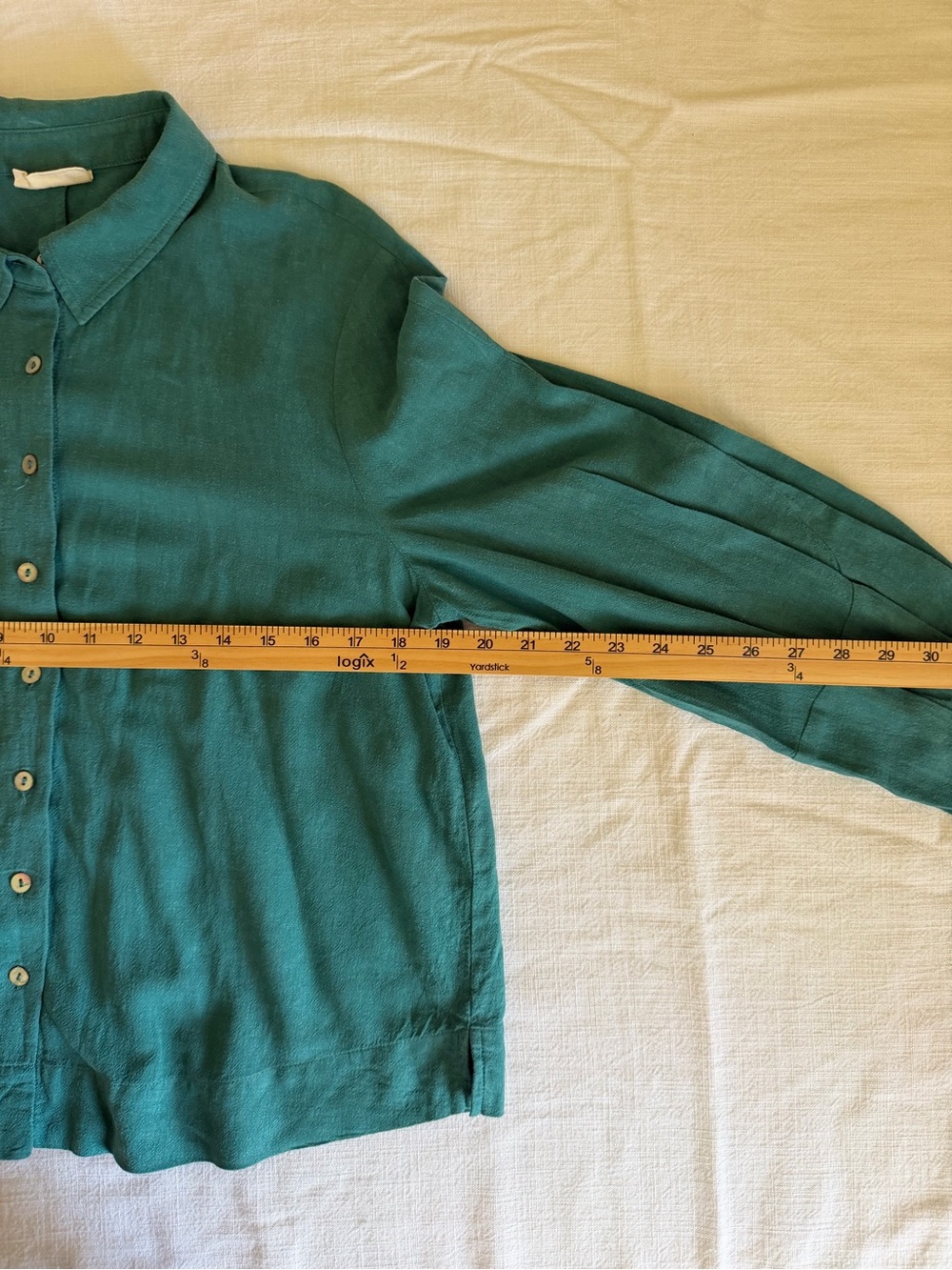 Poetry Women's Teal Curved-Sleeve Button-Up Blouse - Picture 9 of 11